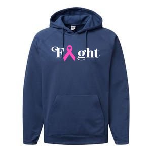 Fight Pink Ribbon Breast Cancer Gift Performance Fleece Hoodie