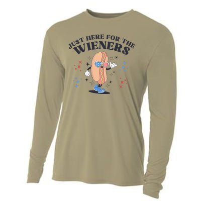 Funny Patriotic Retro Hot Dog Cooling Performance Long Sleeve Crew