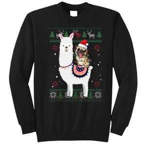 Funny Pug Riding Llama Christmas Gifts Pug Xmas ugly sweater Sweatshirt