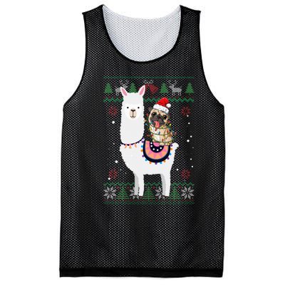 Funny Pug Riding Llama Christmas Gifts Pug Xmas ugly sweater Mesh Reversible Basketball Jersey Tank