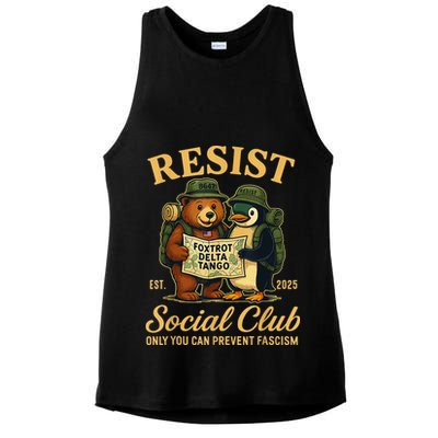 Funny Penguin Resist Penguins Protest Against Tariffs Ladies PosiCharge Tri-Blend Wicking Tank