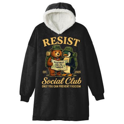 Funny Penguin Resist Penguins Protest Against Tariffs Hooded Wearable Blanket