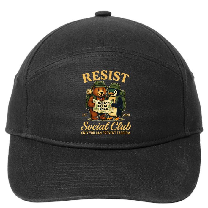 Funny Penguin Resist Penguins Protest Against Tariffs 7-Panel Snapback Hat