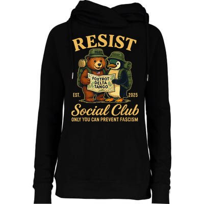 Funny Penguin Resist Penguins Protest Against Tariffs Womens Funnel Neck Pullover Hood