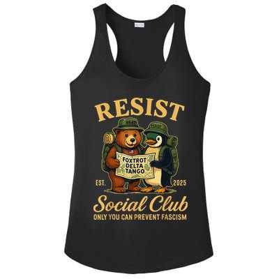 Funny Penguin Resist Penguins Protest Against Tariffs Ladies PosiCharge Competitor Racerback Tank