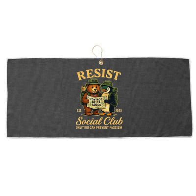 Funny Penguin Resist Penguins Protest Against Tariffs Large Microfiber Waffle Golf Towel
