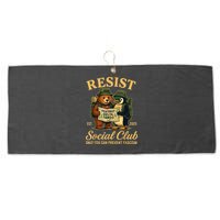 Funny Penguin Resist Penguins Protest Against Tariffs Large Microfiber Waffle Golf Towel