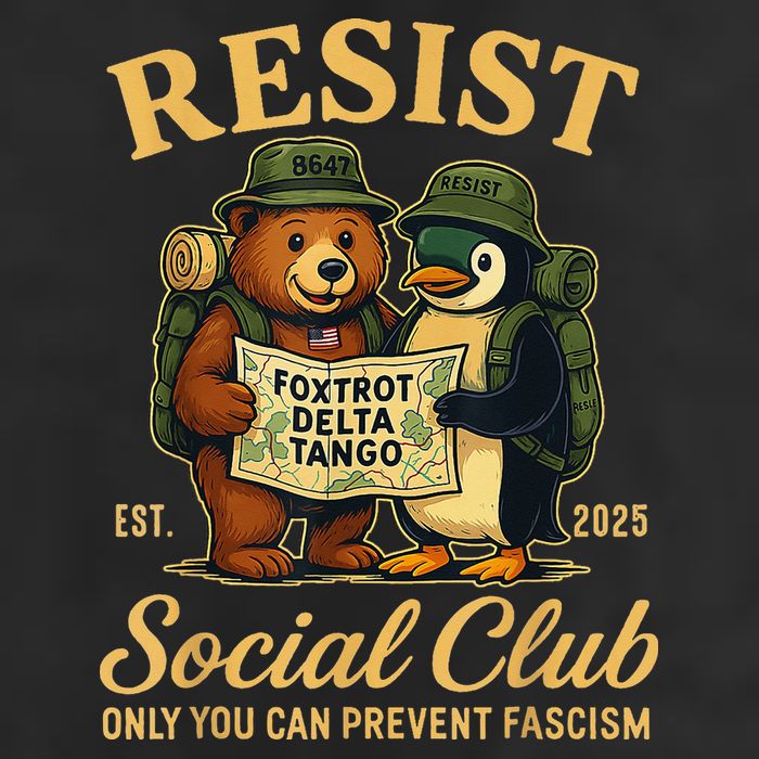 Funny Penguin Resist Penguins Protest Against Tariffs Trucker Hat