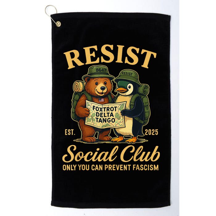 Funny Penguin Resist Penguins Protest Against Tariffs Golf Towel