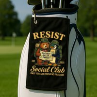 Funny Penguin Resist Penguins Protest Against Tariffs Golf Towel