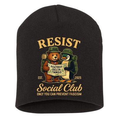 Funny Penguin Resist Penguins Protest Against Tariffs Short Acrylic Beanie