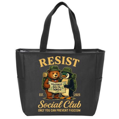 Funny Penguin Resist Penguins Protest Against Tariffs Zip Tote Bag