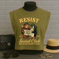 Funny Penguin Resist Penguins Protest Against Tariffs Garment-Dyed Women's Muscle Tee