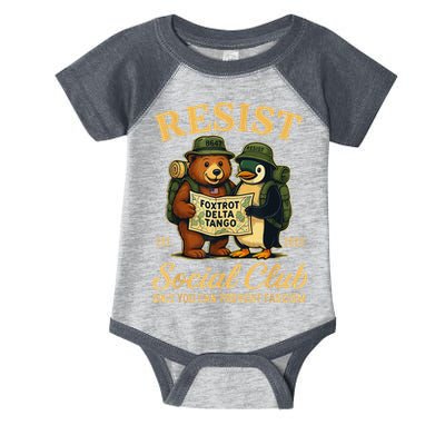 Funny Penguin Resist Penguins Protest Against Tariffs Infant Baby Jersey Bodysuit