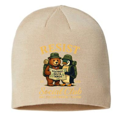Funny Penguin Resist Penguins Protest Against Tariffs Sustainable Beanie