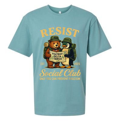 Funny Penguin Resist Penguins Protest Against Tariffs Sueded Cloud Jersey T-Shirt