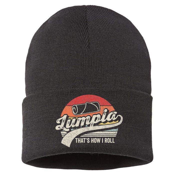 Filipino Pride Retro Vintage Lumpia Sustainable Knit Beanie