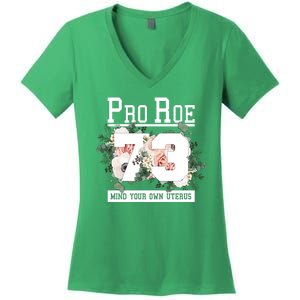 Floral Pro Roe 1973 Mind Your Own Uterus Women's V-Neck T-Shirt