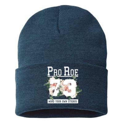 Floral Pro Roe 1973 Mind Your Own Uterus Sustainable Knit Beanie