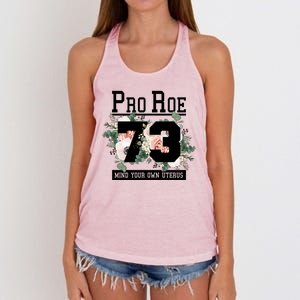 Floral Pro Roe 1973 Mind Your Own Uterus Women's Knotted Racerback Tank