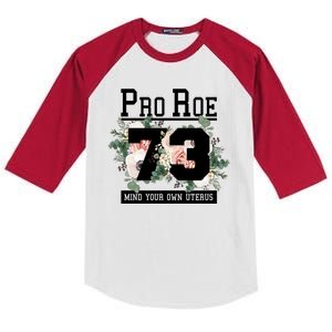 Floral Pro Roe 1973 Mind Your Own Uterus Kids Colorblock Raglan Jersey