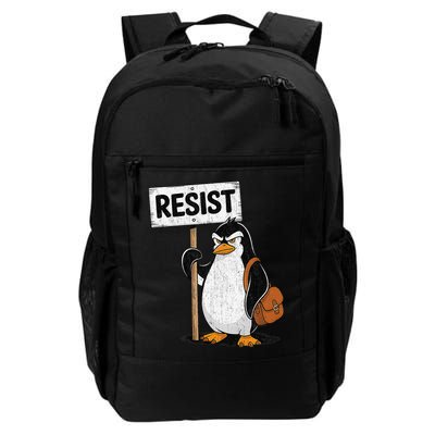 Funny Penguin Resist Penguins Protest Against Tariffs Daily Commute Backpack