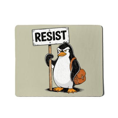 Funny Penguin Resist Penguins Protest Against Tariffs Mousepad