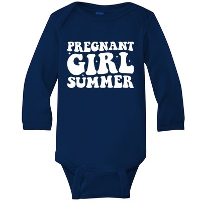 Funny Pregnancy Reveal Pregnant Girl Summer Baby Shower Baby Long Sleeve Bodysuit