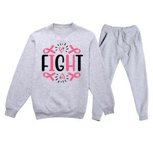 Fight Pink Ribbon Breast Cancer Premium Crewneck Sweatsuit Set