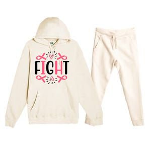 Fight Pink Ribbon Breast Cancer Premium Hooded Sweatsuit Set