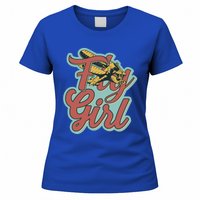 Fly Pilot Retro Vibe Biplane Flight Instructor Gift Women's T-Shirt