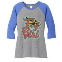 Fly Pilot Retro Vibe Biplane Flight Instructor Gift Women's Tri-Blend 3/4-Sleeve Raglan Shirt