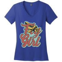 Fly Pilot Retro Vibe Biplane Flight Instructor Gift Women's V-Neck T-Shirt