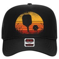 Funny Pickleball Retro Vintage Silhouette Pickleball Player High Crown Mesh Back Trucker Hat