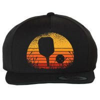 Funny Pickleball Retro Vintage Silhouette Pickleball Player Wool Snapback Cap