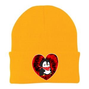 Funny Penguin Red Tie Dye Adults Heart Valentines Day Love Gift Knit Cap Winter Beanie