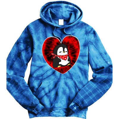 Funny Penguin Red Tie Dye Adults Heart Valentines Day Love Gift Tie Dye Hoodie