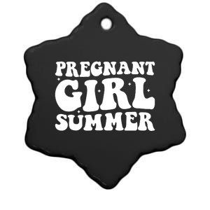 Funny Pregnancy Reveal Pregnant Girl Summer Baby Shower Ceramic Star Ornament