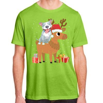 Funny Pitbull Riding Deer Matching Xmas Gifts Adult ChromaSoft Performance T-Shirt