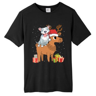 Funny Pitbull Riding Deer Matching Xmas Gifts Tall Fusion ChromaSoft Performance T-Shirt