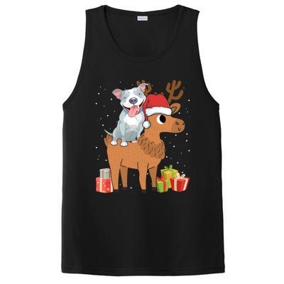 Funny Pitbull Riding Deer Matching Xmas Gifts PosiCharge Competitor Tank