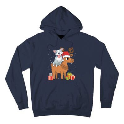 Funny Pitbull Riding Deer Matching Xmas Gifts Tall Hoodie