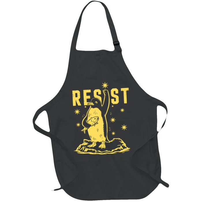 Funny Penguin Resist Penguins Protest Against Tariffs  Full-Length Apron With Pockets