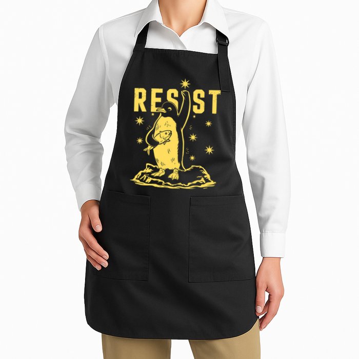 Funny Penguin Resist Penguins Protest Against Tariffs  Full-Length Apron With Pockets