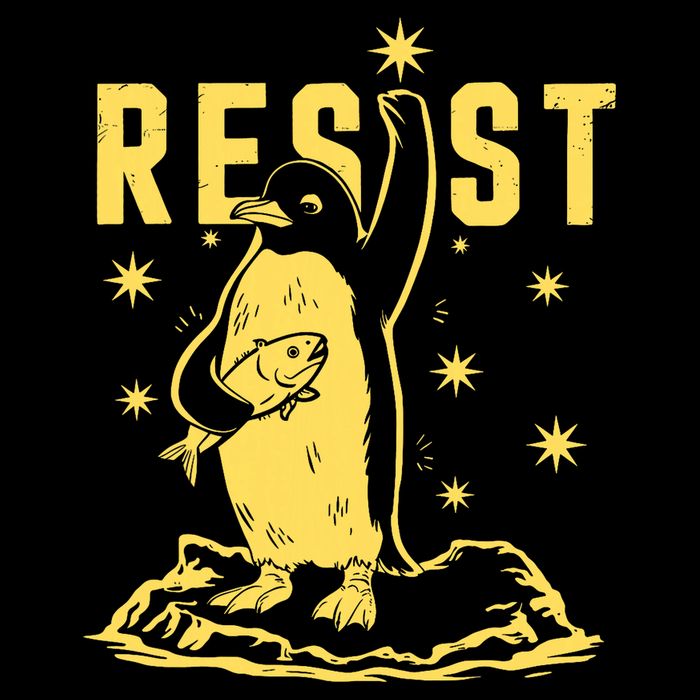Funny Penguin Resist Penguins Protest Against Tariffs  Full-Length Apron With Pockets