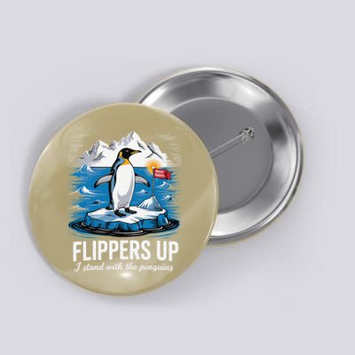 Funny Penguin Resist Penguins Against Tariffs Flippers Up Button