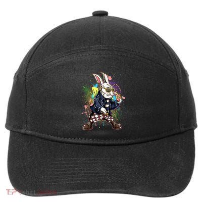 Funny Punk Rock Easter Bunny Rabbit 7-Panel Snapback Hat