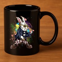 Funny Punk Rock Easter Bunny Rabbit 11oz C Handle Ceramic Mug