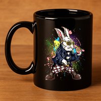 Funny Punk Rock Easter Bunny Rabbit 11oz C Handle Ceramic Mug