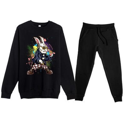 Funny Punk Rock Easter Bunny Rabbit Premium Crewneck Sweatsuit Set